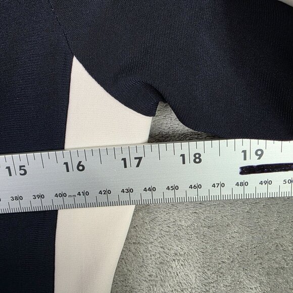 Womens Chaps White & Navy Colorblock Sheath Dress Short Sleeve Polyester Size M - Picture 6 of 8